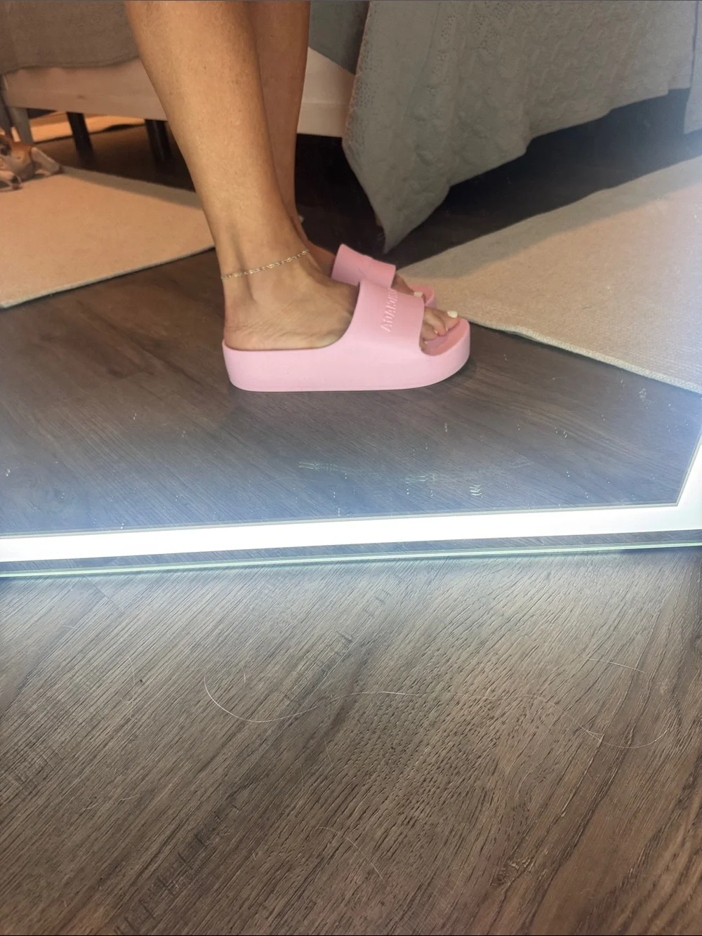 Balenciaga Chunky Slide Rubber Logo Sandal - Light Pink